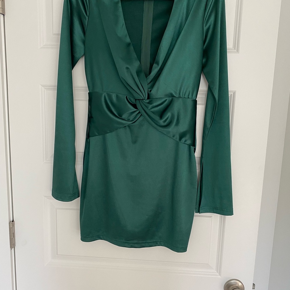 Windsor Green Bodycon Dress with Plunge Neckline